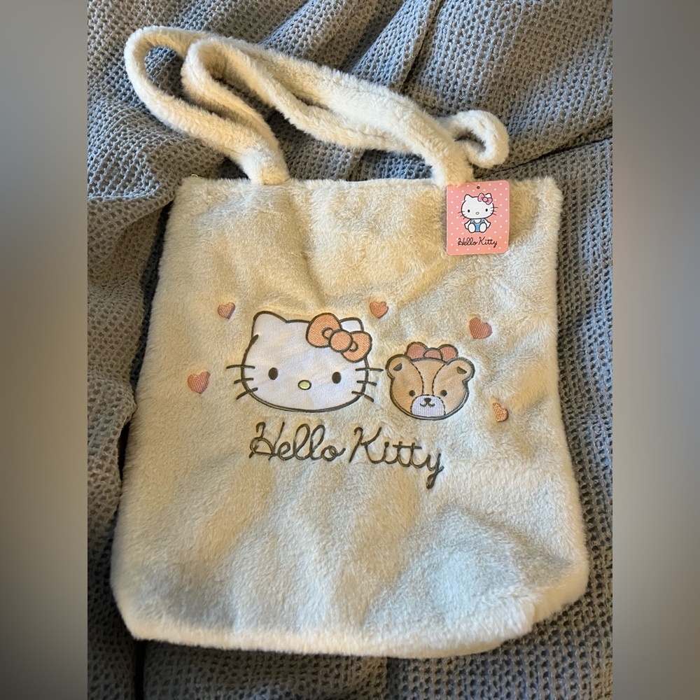 NWT hello kitty fluffy tote bag
